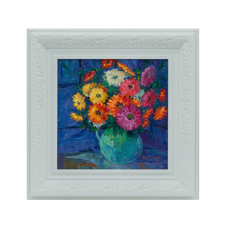 FIORI VIVACI SU BLU (Framed) - René Scribante