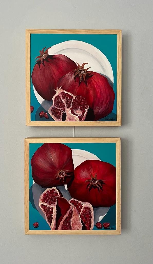 PLATED POMOGRANATE #1 + #2 - (framed set) - Michelle Henn